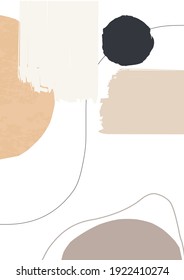 Abstract neutral shapes Nordic paint print. Scandinavian style poster background. Minimalist contemporary design vector illustration for wall decoration, home gallery, postcard, brochure cover