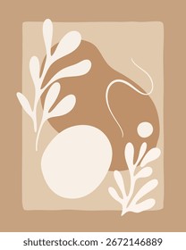 Arte de pared Abstractas neutral del balneario - Vector de ilustración calmante botánico mínimo
