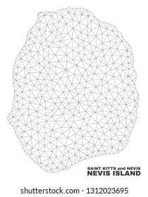 Abstract Nevis Island map isolated on a white background. Triangular mesh model in black color of Nevis Island map. Polygonal geographic scheme designed for political illustrations.