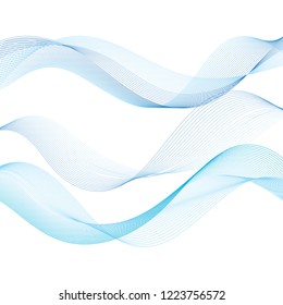 Abstract new blue beautiful vector wave lines on white background