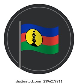 Abstract New Caledonia Flag Flat Icon in Circle Isolated on White Background