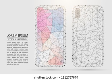 Abstract a new smart phone, consisting of 3D triangles, lines, points and connections. Vector illustration of EPS 10.