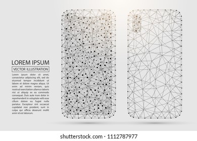 Abstract a new smart phone, consisting of 3D triangles, lines, points and connections. Vector illustration of EPS 10.