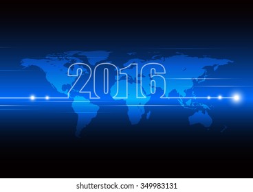 Abstract of new technology and innovation for 2016 year around the world, vector illustration