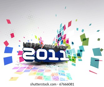 abstract new year 2011 colorful design. Vector illustration