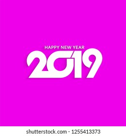 Abstract New Year 2019 stylish text design pink background