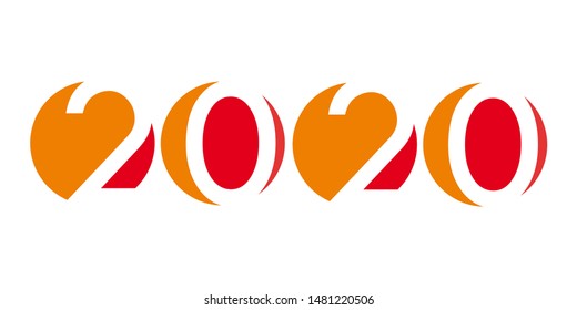 Abstract new year 2020, vector creative text into the circle