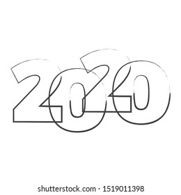 Abstract new year 2020, vector creative text scrawled in pen