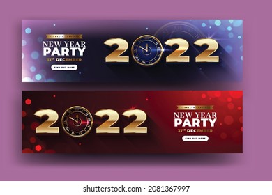 abstract new year 2022 party banners vector design illustration