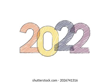 Abstract new year 2022, vector creative text scrawled in pen