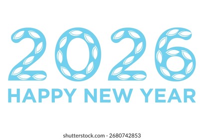 Abstractas año Nuevo 2026 Ilustración vectorial con Formas orgánicas y patrón de hoja elegante