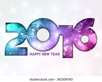 Abstract New Year background with music notes design