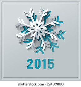 Abstract New Year background with origami snowflake