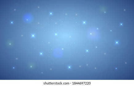 Abstrakter Hintergrund für das neue Jahr. funkelnde Sterne Licht. Stock-Vektorgrafik auf blauem, isoliertem Hintergrund.