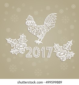 Abstract New Year background with symbol of 2017 year rooster