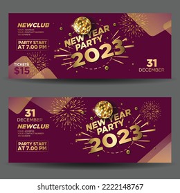 Abstract New Year Banner. 2023 happy new year event entry pass design. abstract vector illustration	
