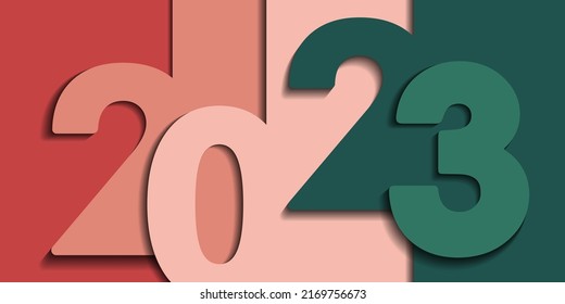 abstract new year banner with numbers 2023 in paper cut style. christmas template, abstract background with realistic shadow. stock vector illustration. EPS 10.