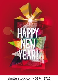 Abstract new year composition on tree red background