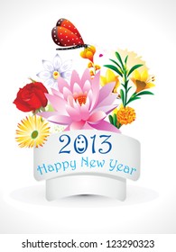 abstract new year flower set vector illustration