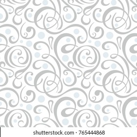 Abstract New Year pattern with snowflakes and swirls on white