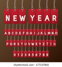 Abstract New Year Tag Font and Numbers, Eps 10 Vector