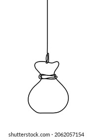 Abstract new year toy "bag" as continuous line drawing on white background. Vector