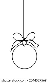 Abstract new year toy as continuous line drawing on white background. Vector