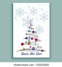 Abstract new year tree, merry christmas and happy new year