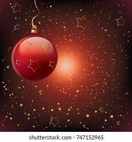 Abstract New Year`s background - Golden red - Christmas ball - vector art