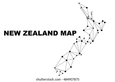 Abstract New Zealand map lines connection. Vector illustration