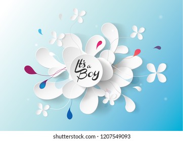Abstract newborn baby boy vector illustration greeting card.
