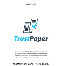 Abstract News Paper with checklist icon logo design vector illustration, News Paper trust luxury company branding Creative logo design