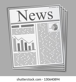 Abstract newspaper with text and graphs on the front page, vector eps10 illustration