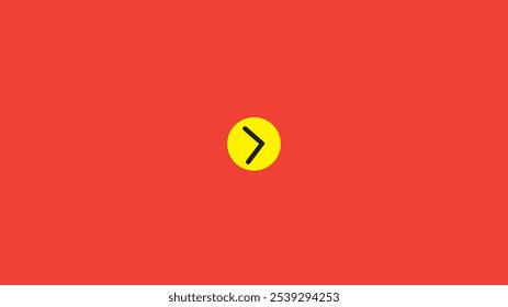 Abstract Next button arrow icon. Directional arrow flat style on red background.