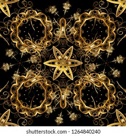 Abstract nice background. Brown, yellow and black on colors. Vector illustration. Doodles pattern for wrapping paper.