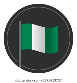 Abstract Nigeria Flag Flat Icon in Circle Isolated on White Background