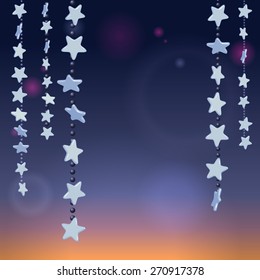 Abstract night background with 3d stars, vector illustration