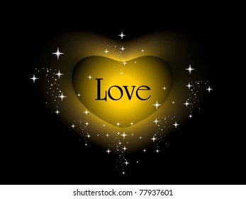 abstract night background with isolated love heart
