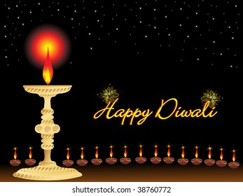 abstract night background with many diya
