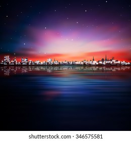abstract night background with purple sunset in Tallinn