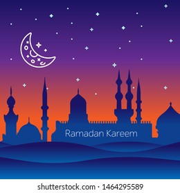Abstract night beautiful Eid Mubarak Islamic background.