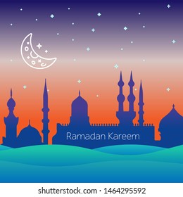 Abstract night beautiful Eid Mubarak Islamic background.