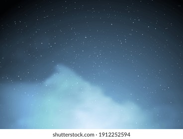 Abstract night blue starry cloudscape background. Graphic vector design clipart