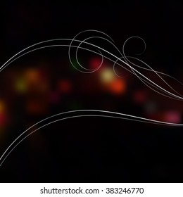 Abstrakte, abstrakte, unscharfe Lichter, Vektorhintergrund mit weißen, gewellten Linien.