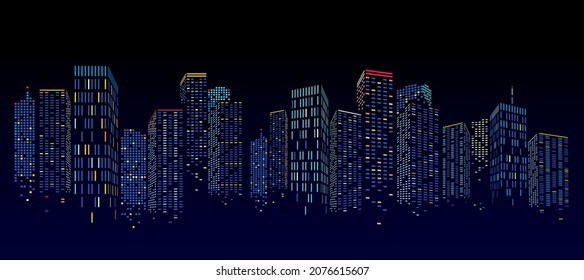 Abstract night City Building Scene, vector illustration