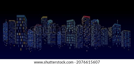 Abstract night City Building Scene, vector illustration