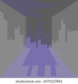 Abstract night city freehand drawing vector