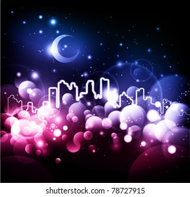 Abstract night city vector background