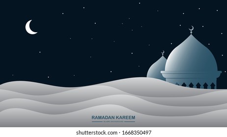 Abstract Night concept background. Good night. Eid Al Adha Mubarak the celebration of Muslim community festival Arabic landscape background .Islamic ramadan celebration vector background