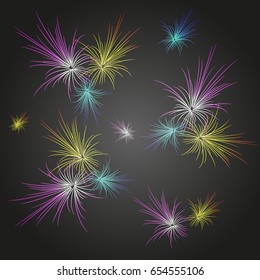 Abstract night firework pattern. Vector background.